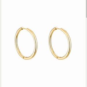 Hey Harper Thin Ruby Gold Hoop Earnings
